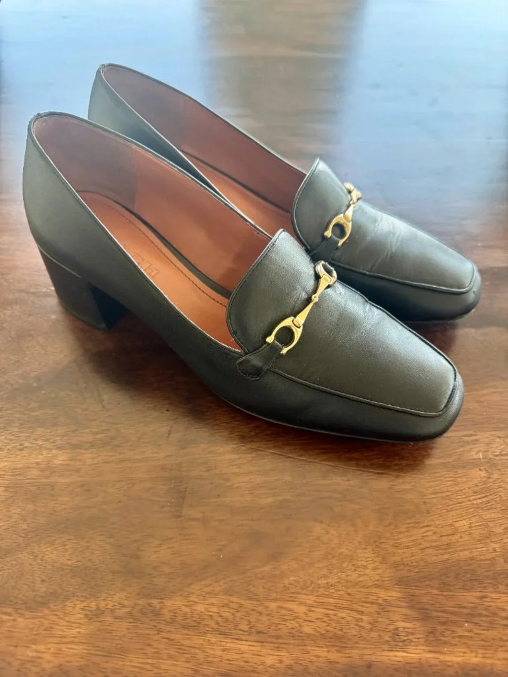 COACH Nea Block Heel Leather Horsebit Loafer